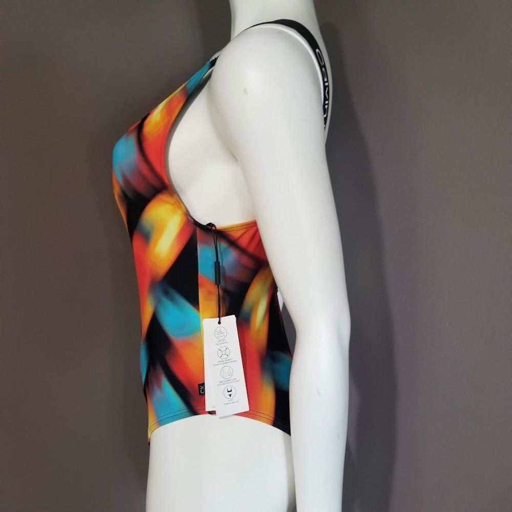 Calvin Klein Multicolor Abstract Scoop Neck One Piece Swimsuit Size Small - Picture 3 of 13